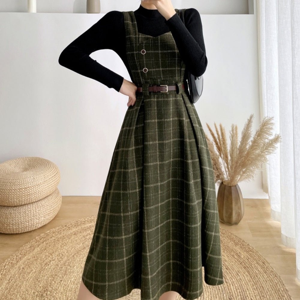 ベルト付きチェックジャンパースカート|オフィスカジュアル レディース 通販【ミレジェネ】