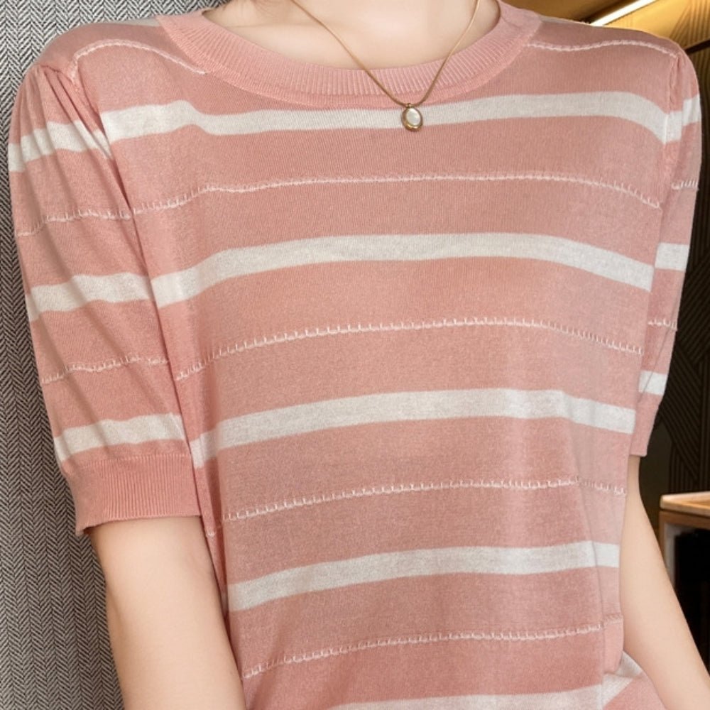 半袖ボーダーサマーニット|オフィスカジュアル レディース 通販【ミレジェネ】