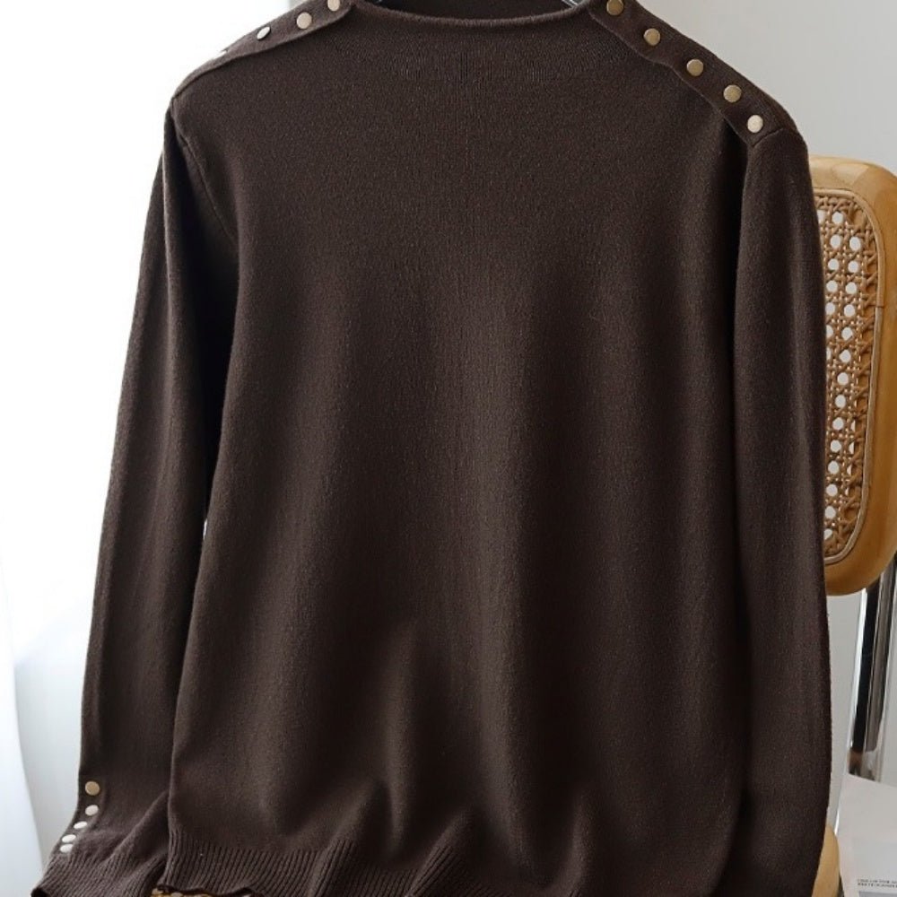 金ボタン付ハイネックセーター|オフィスカジュアル レディース 通販【ミレジェネ】