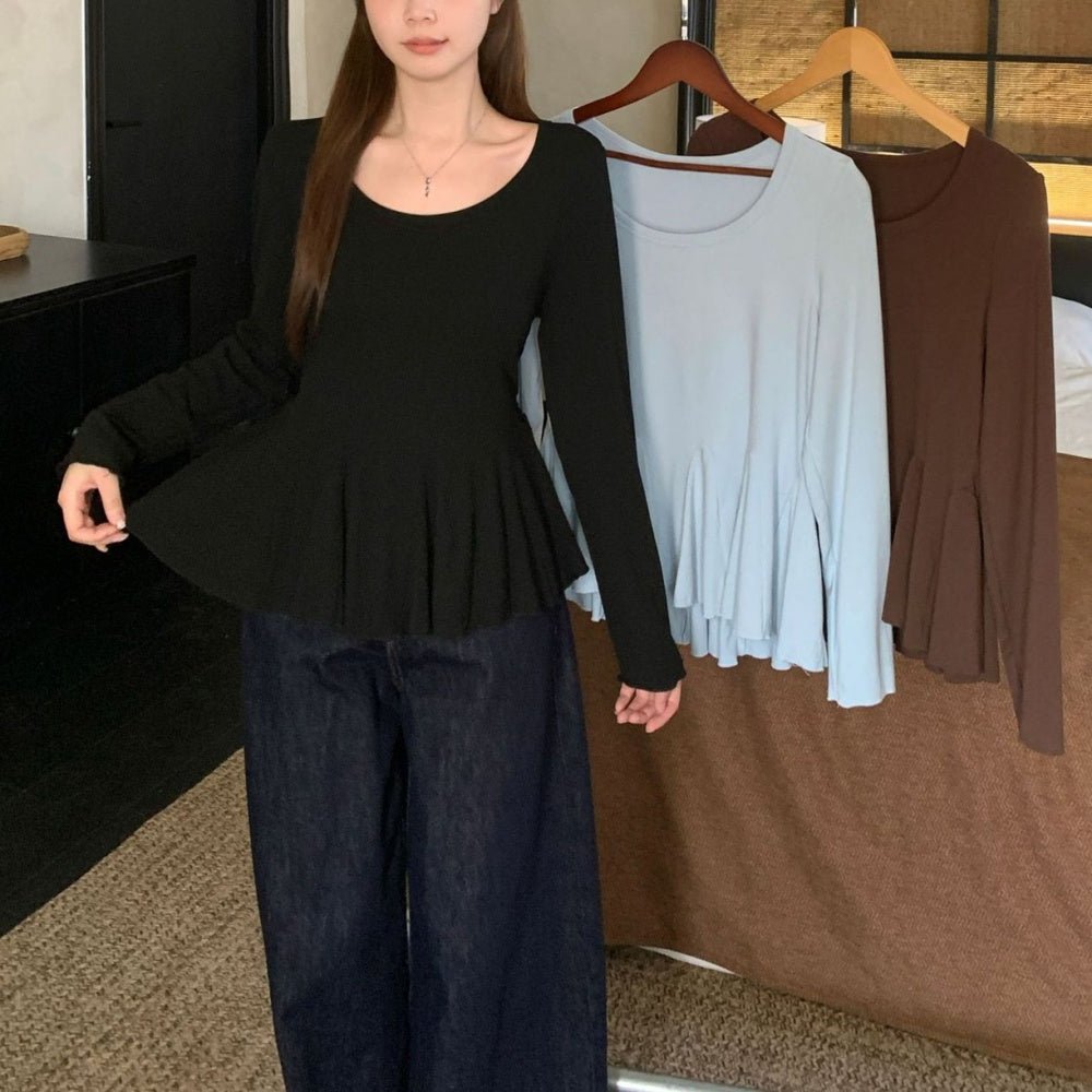 ペプラムリブカットソートップス|オフィスカジュアル レディース 通販【ミレジェネ】