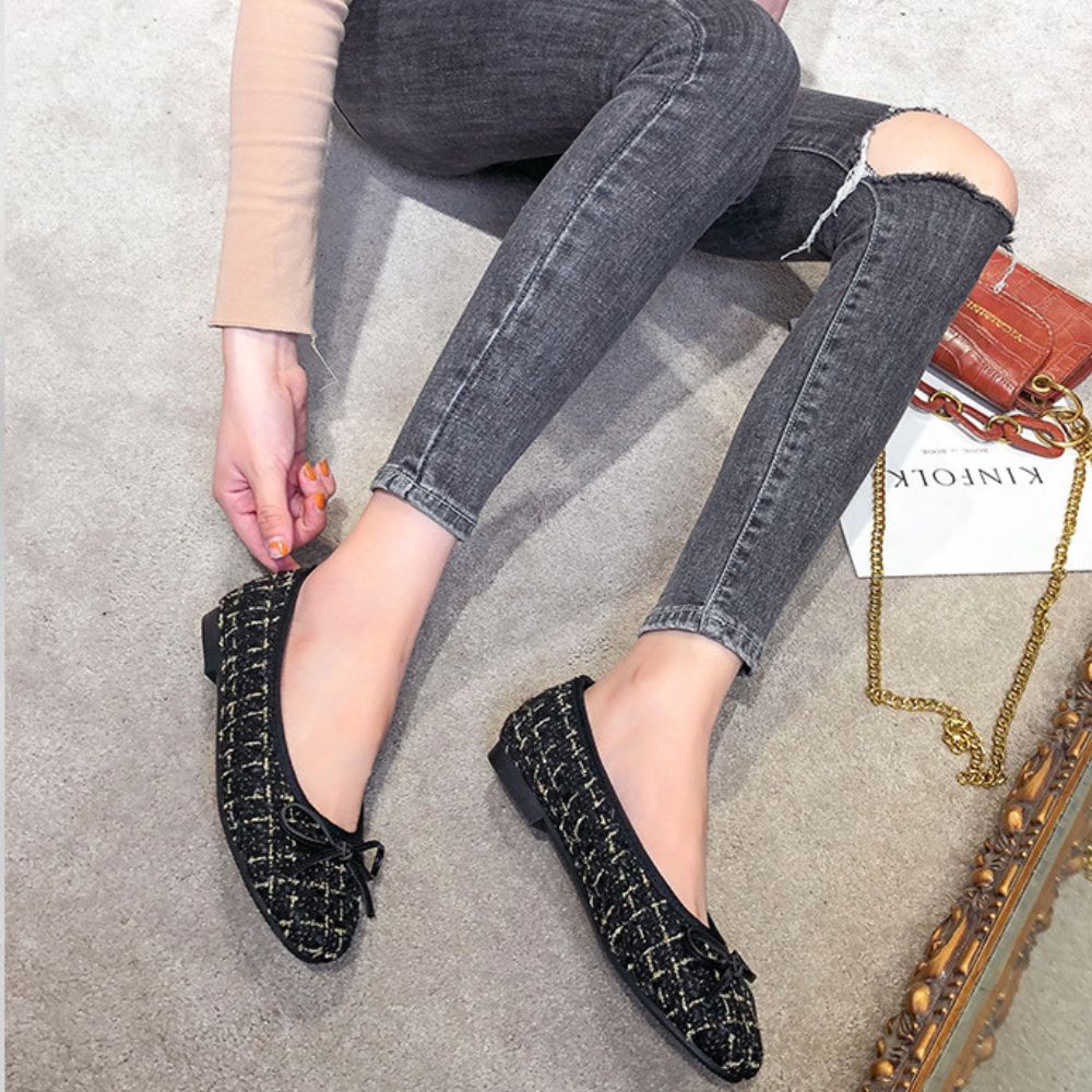 チェック柄リボン付きパンプス|オフィスカジュアル レディース 通販【ミレジェネ】