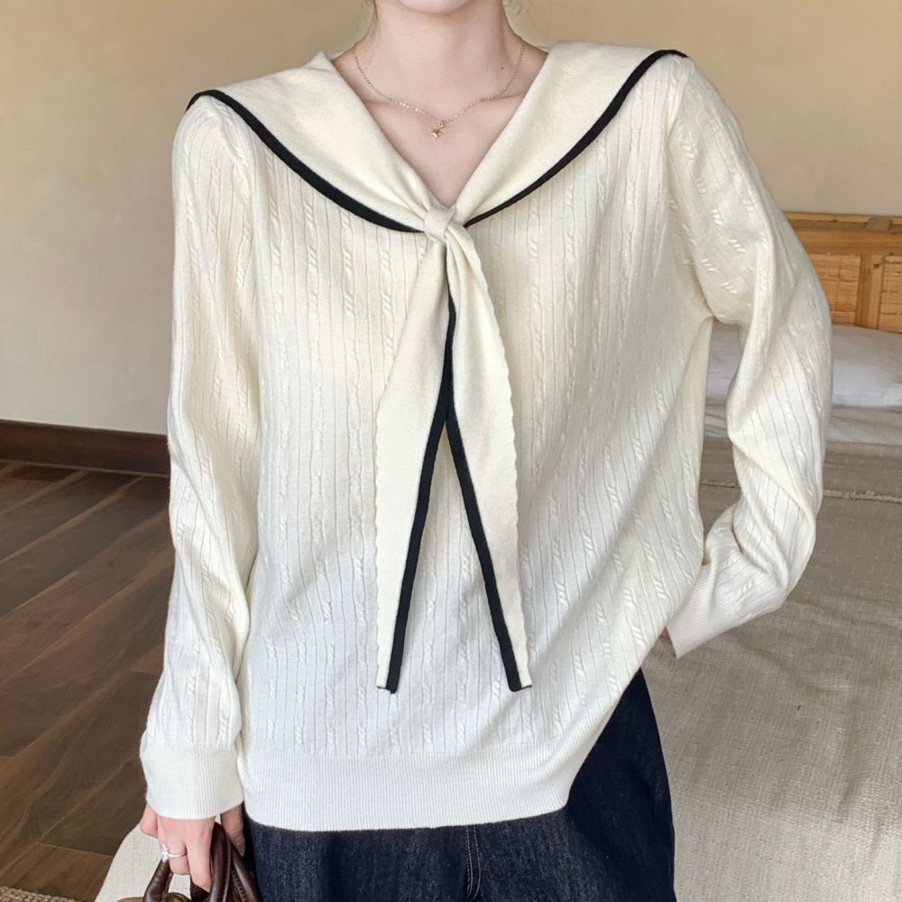 セーラーカラー配色ニット|オフィスカジュアル レディース 通販【ミレジェネ】