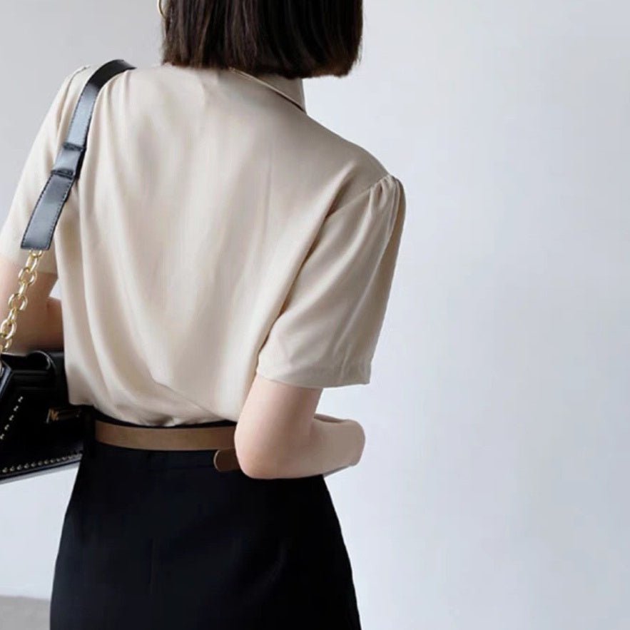 ビッグカラー半袖ブラウス|オフィスカジュアル レディース 通販【ミレジェネ】