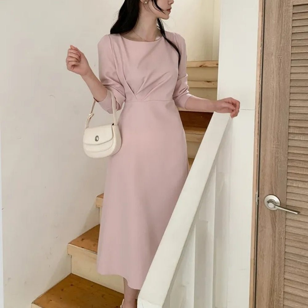 ウエストタックボートネックワンピース|オフィスカジュアル レディース 通販【ミレジェネ】