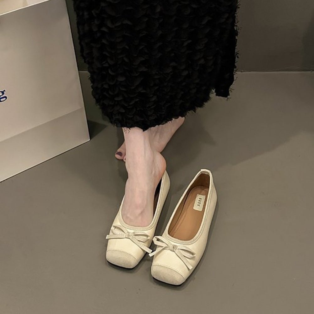 スクエアトゥーリボンパンプス|オフィスカジュアル レディース 通販【ミレジェネ】