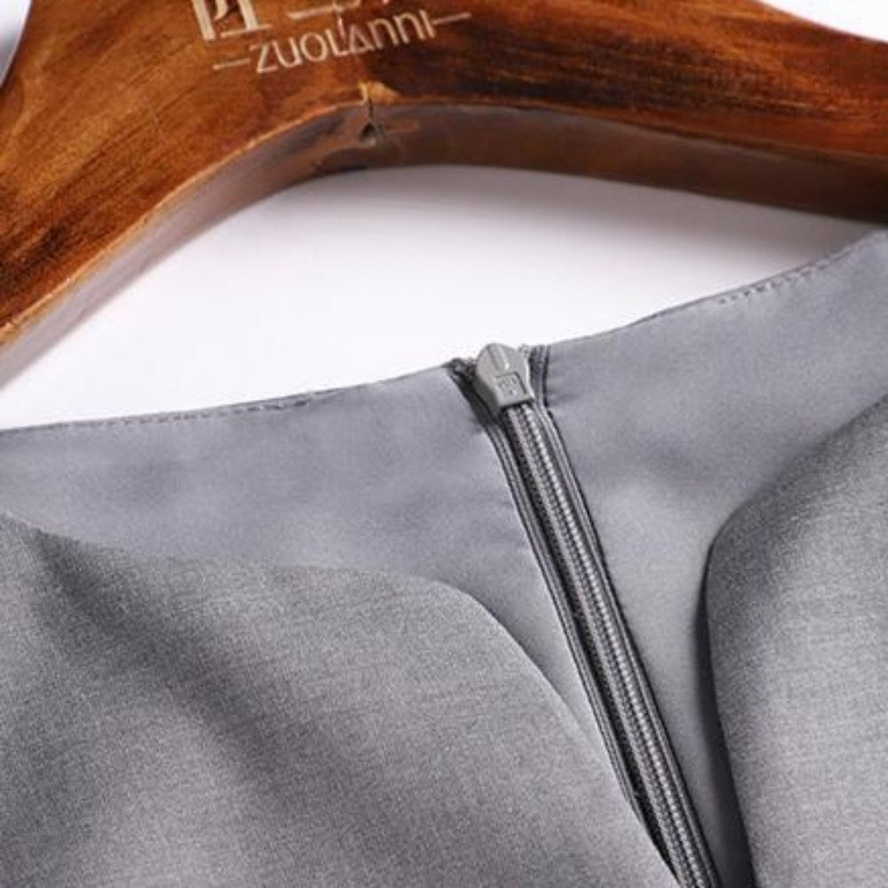 ウエストベルト七分袖ワンピース|オフィスカジュアル レディース 通販【ミレジェネ】