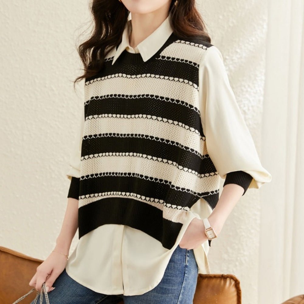 ストライプベストドッキングシャツ|オフィスカジュアル レディース 通販【ミレジェネ】