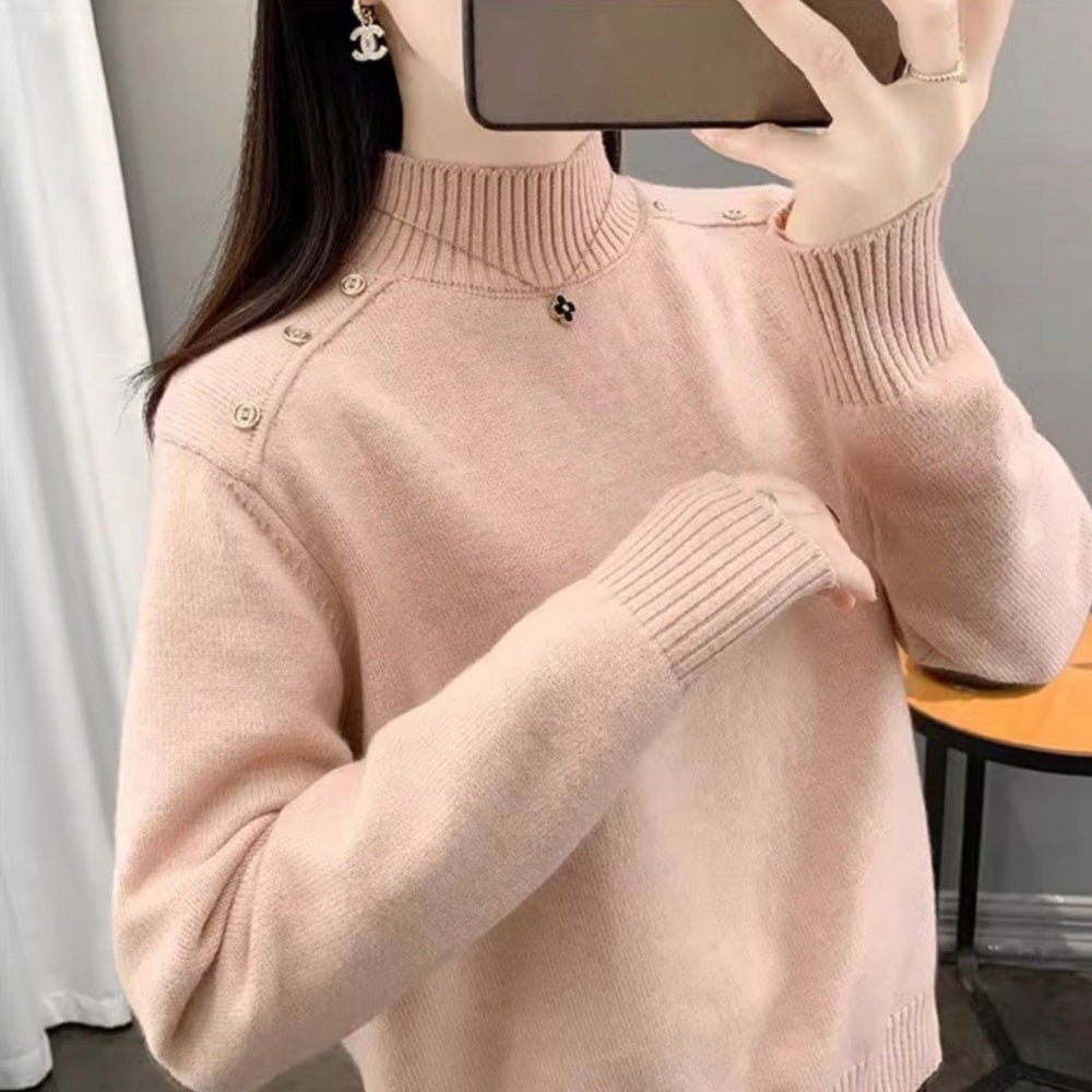 ショルダーボタンハイネックニットセーター|オフィスカジュアル レディース 通販 Millennial Generation【ミレジェネ】