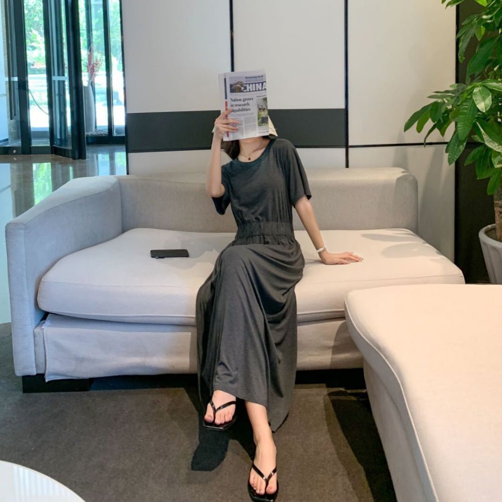 ウエストギャザーロングワンピース|オフィスカジュアル レディース 通販【ミレジェネ】