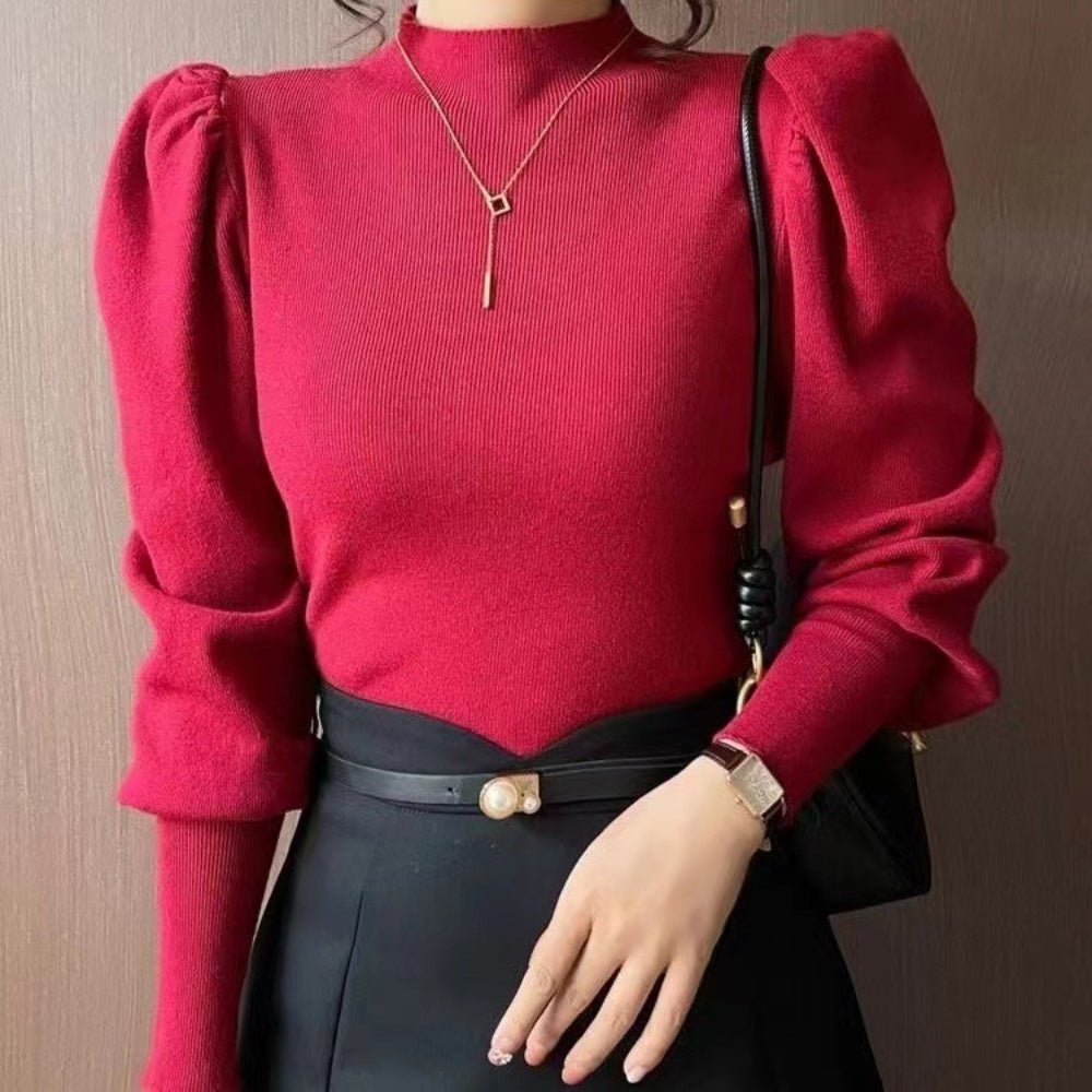 ショルダーパフハイネックニット|オフィスカジュアル レディース 通販 Millennial Generation【ミレジェネ】