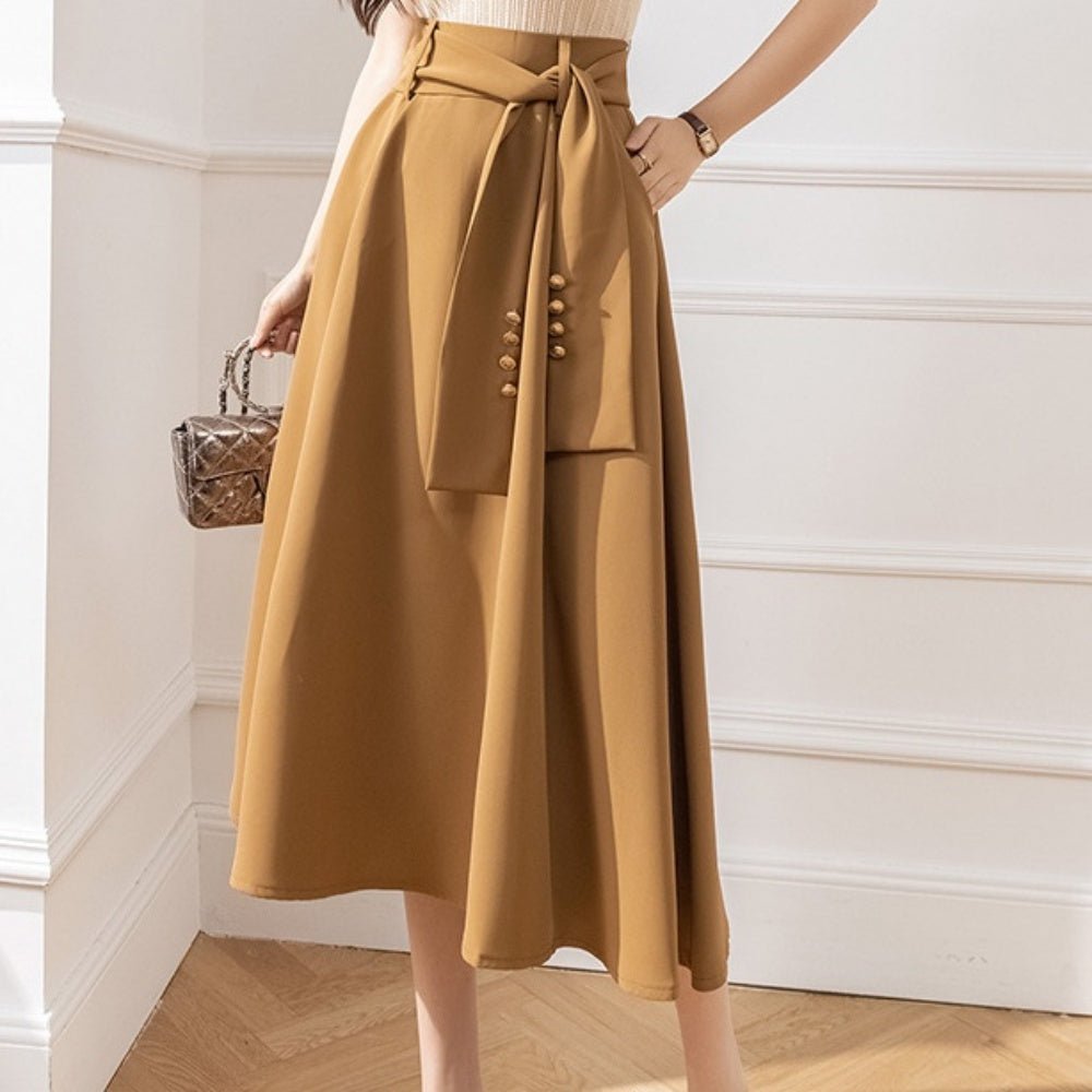 ウエストリボンフレアスカート|オフィスカジュアル レディース 通販【ミレジェネ】