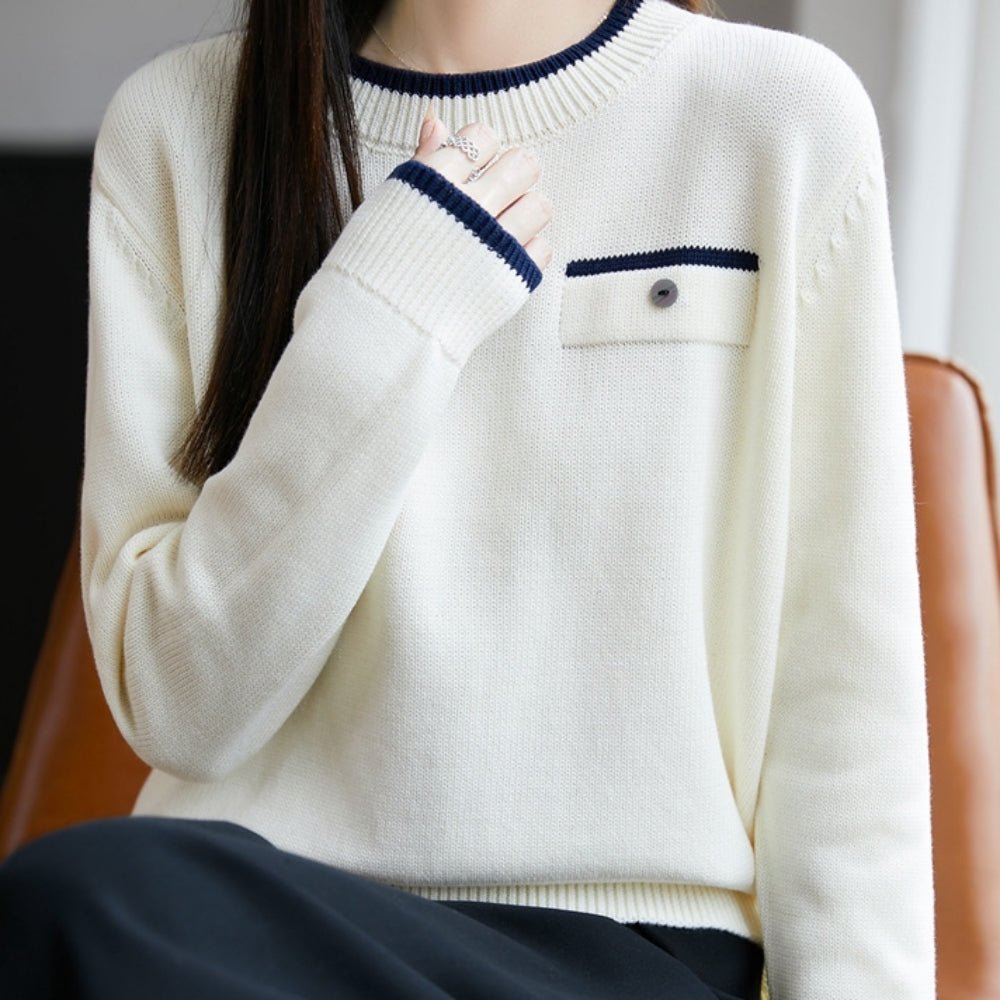 アクセント胸元デザインニット|オフィスカジュアル レディース 通販【ミレジェネ】