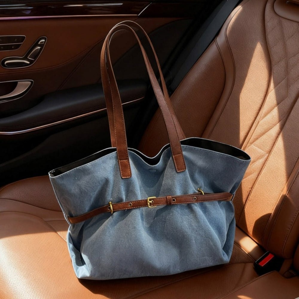 デニム地革ベルトトートショルダー|オフィスカジュアル レディース 通販【ミレジェネ】