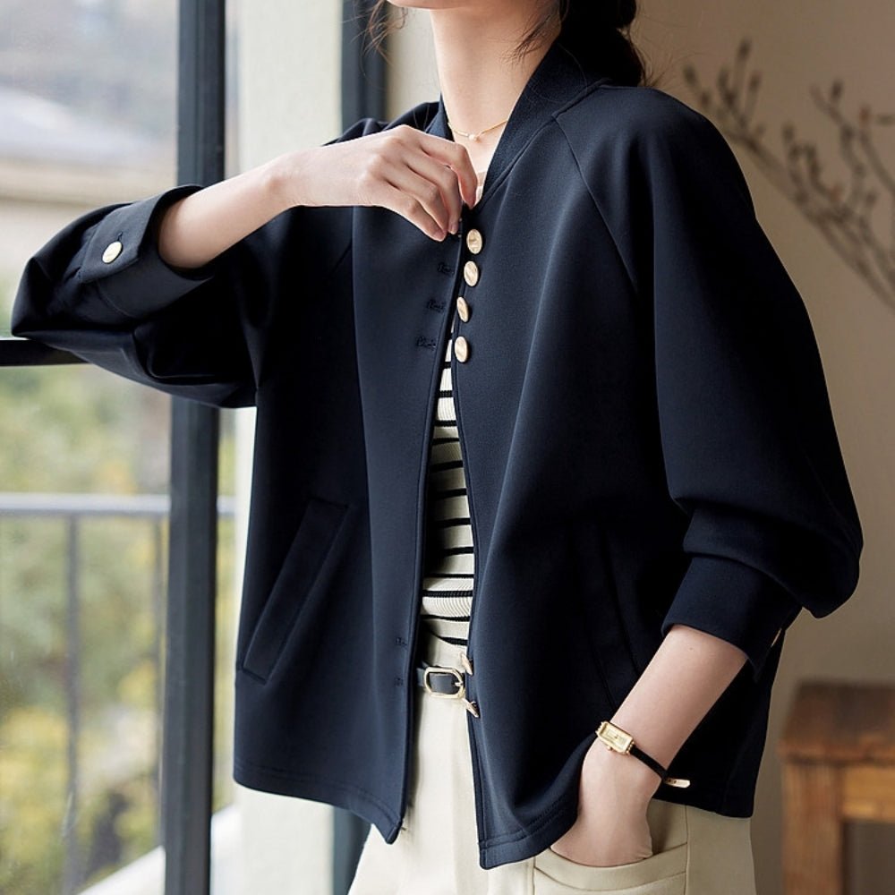 スタンドカラーラグランスリーブジャケット|オフィスカジュアル レディース 通販【ミレジェネ】