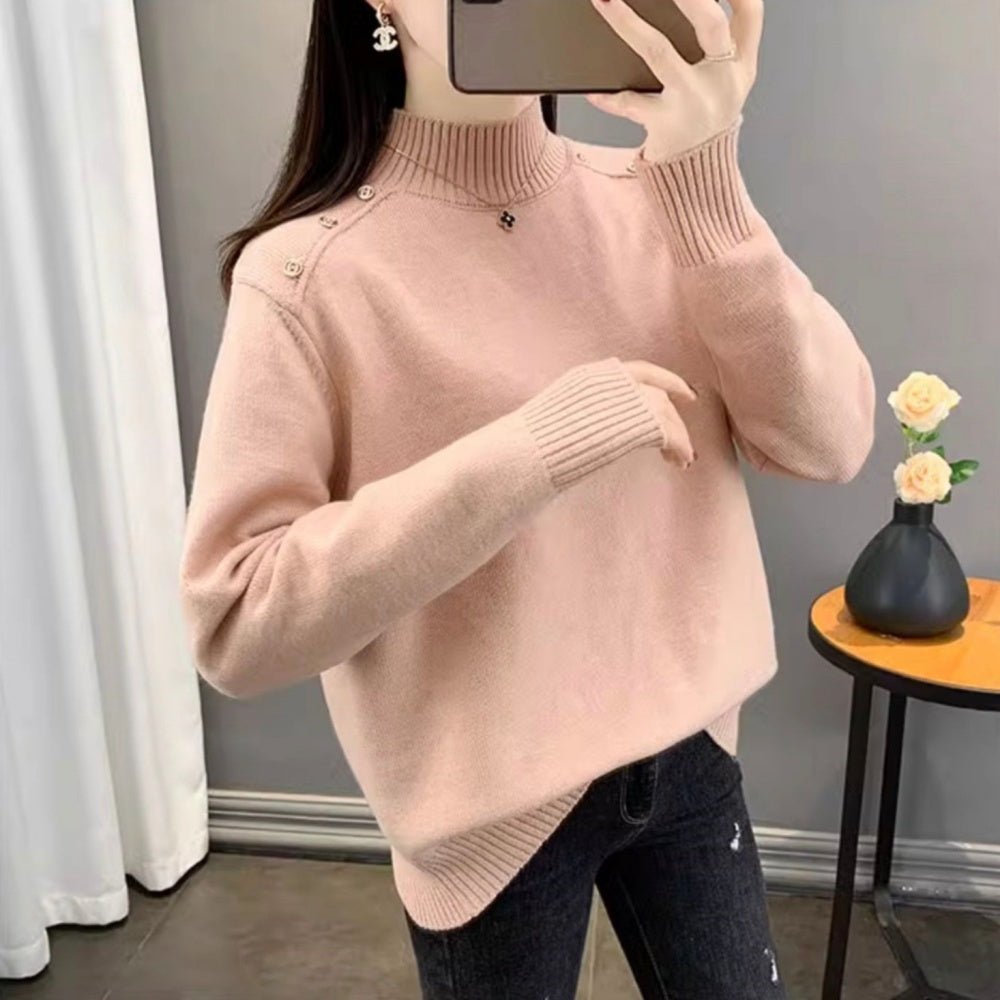 ショルダーボタンハイネックニットセーター|オフィスカジュアル レディース 通販 Millennial Generation【ミレジェネ】