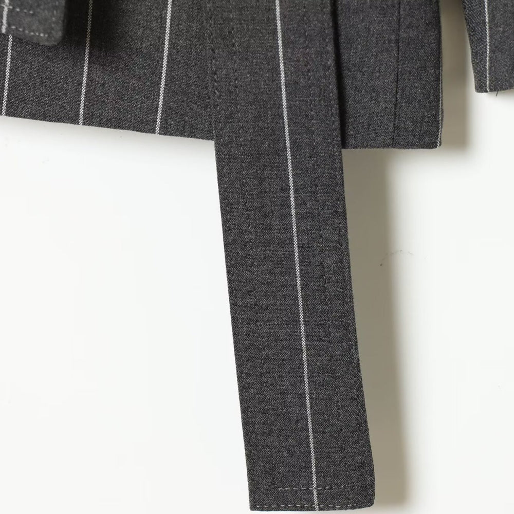 ピンストライプラップジャケット|オフィスカジュアル レディース 通販【ミレジェネ】