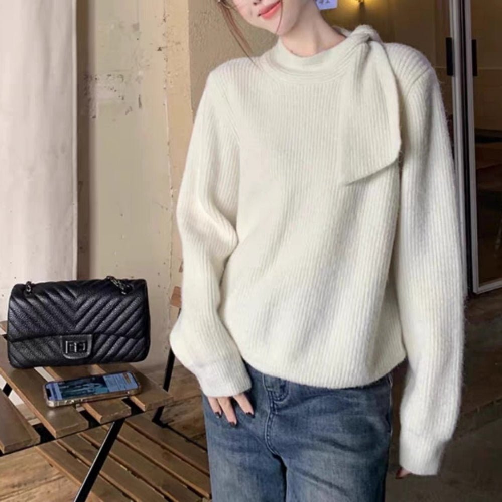 首元リボンニット|オフィスカジュアル レディース 通販【ミレジェネ】