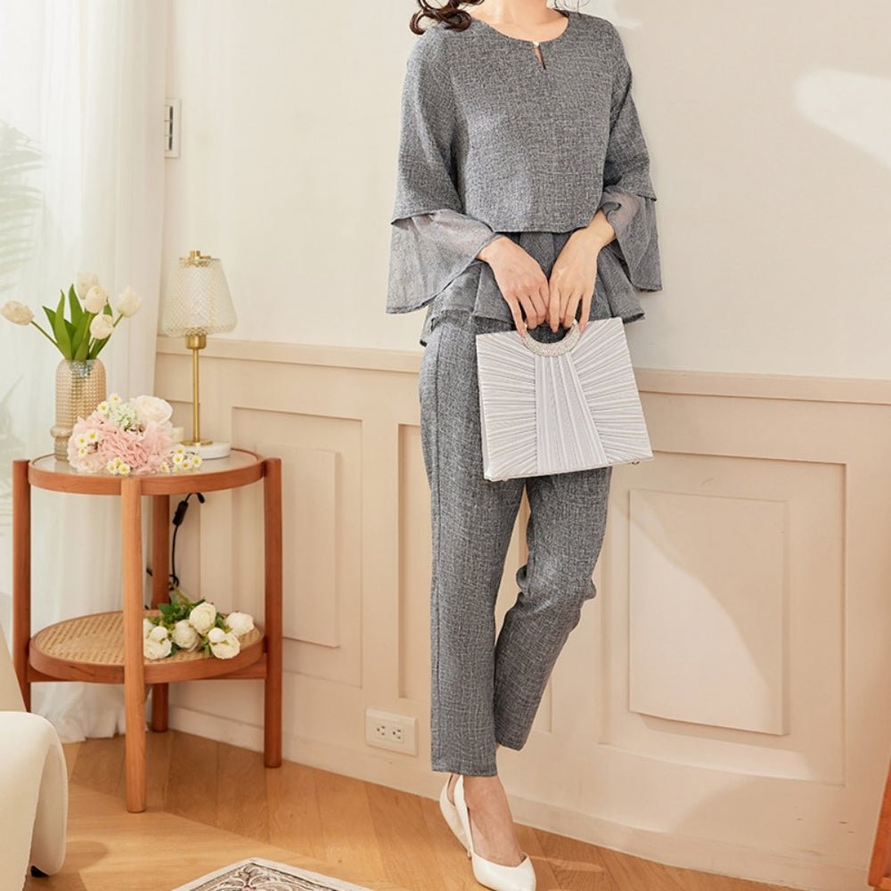 ペプラムオーガンジーセットアップ|オフィスカジュアル レディース 通販【ミレジェネ】