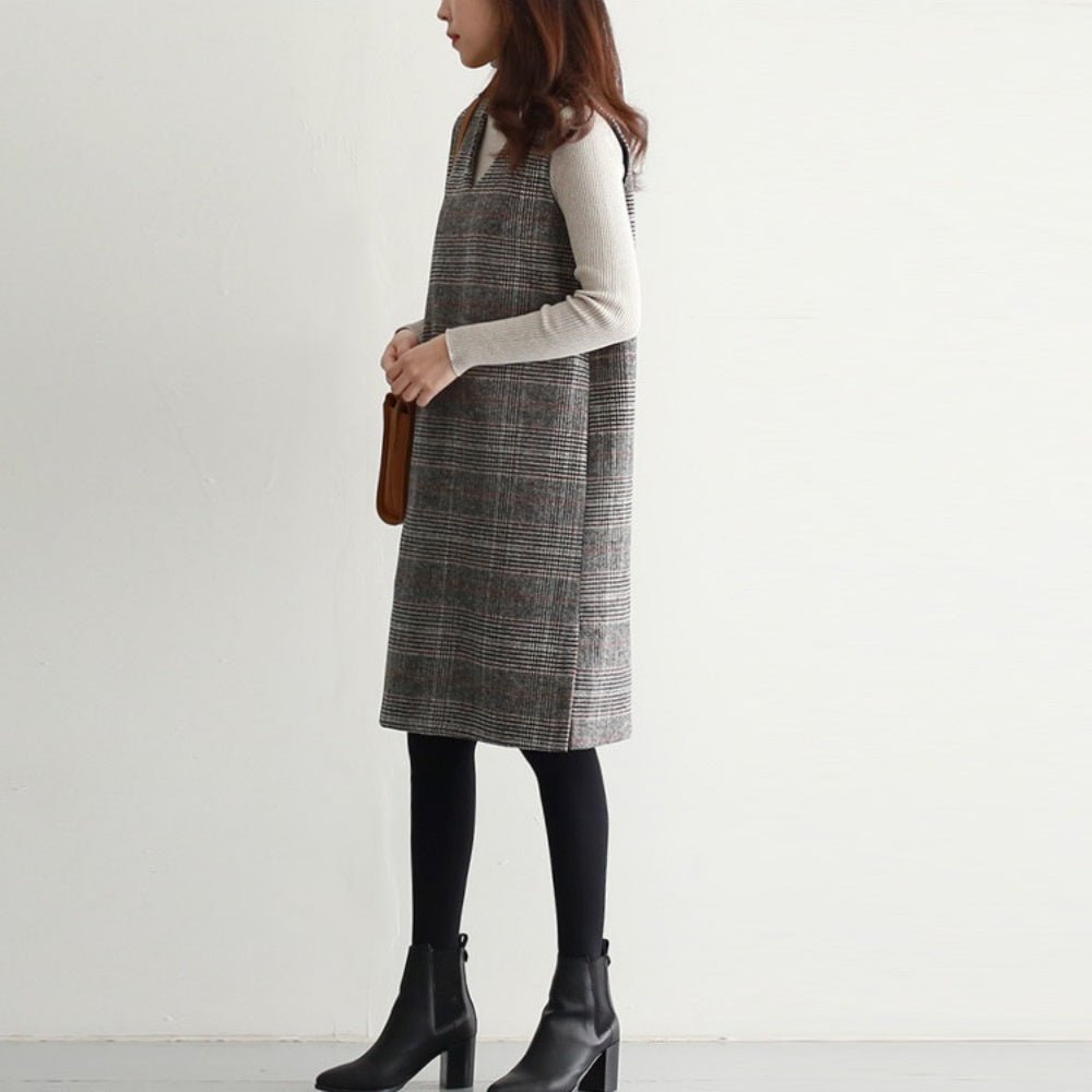 ポケット付きチェック柄ジャンパースカート|オフィスカジュアル レディース 通販【ミレジェネ】