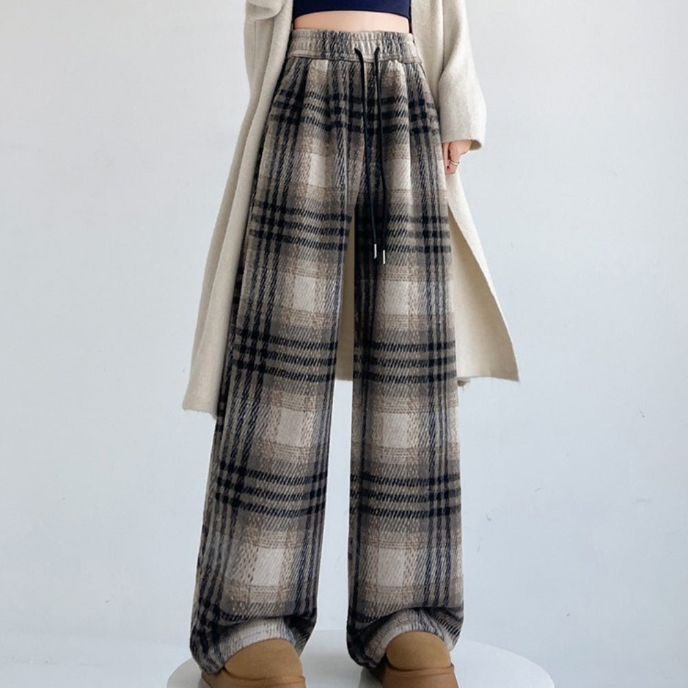 裏ボアチェックストレートパンツ|オフィスカジュアル レディース 通販【ミレジェネ】