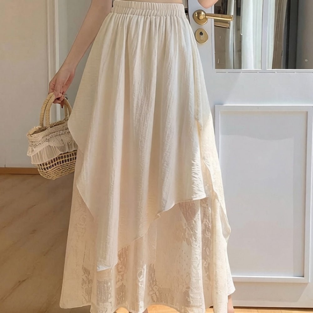 レースレイヤーイレヘムフレアスカート|オフィスカジュアル レディース 通販【ミレジェネ】