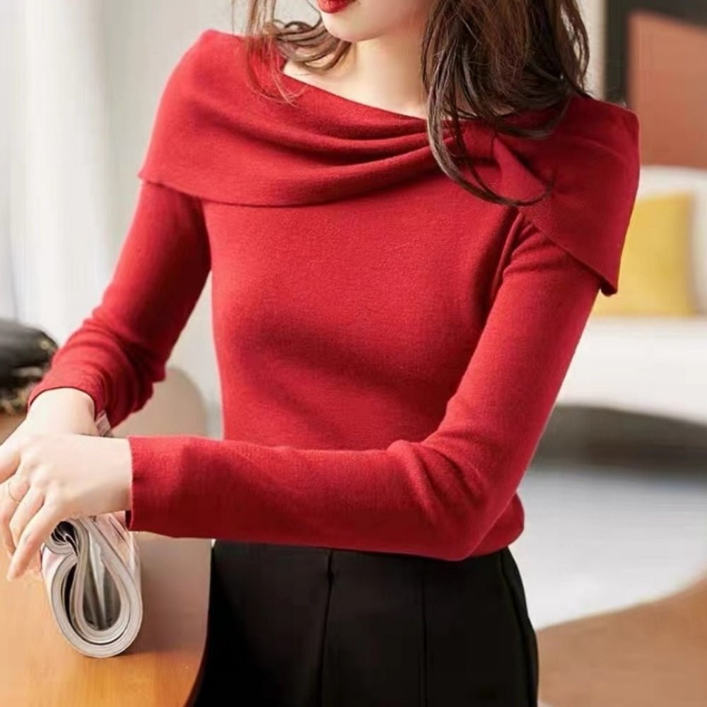 オフィスカジュアル 冬 胸元リボンニット ミレジェネ