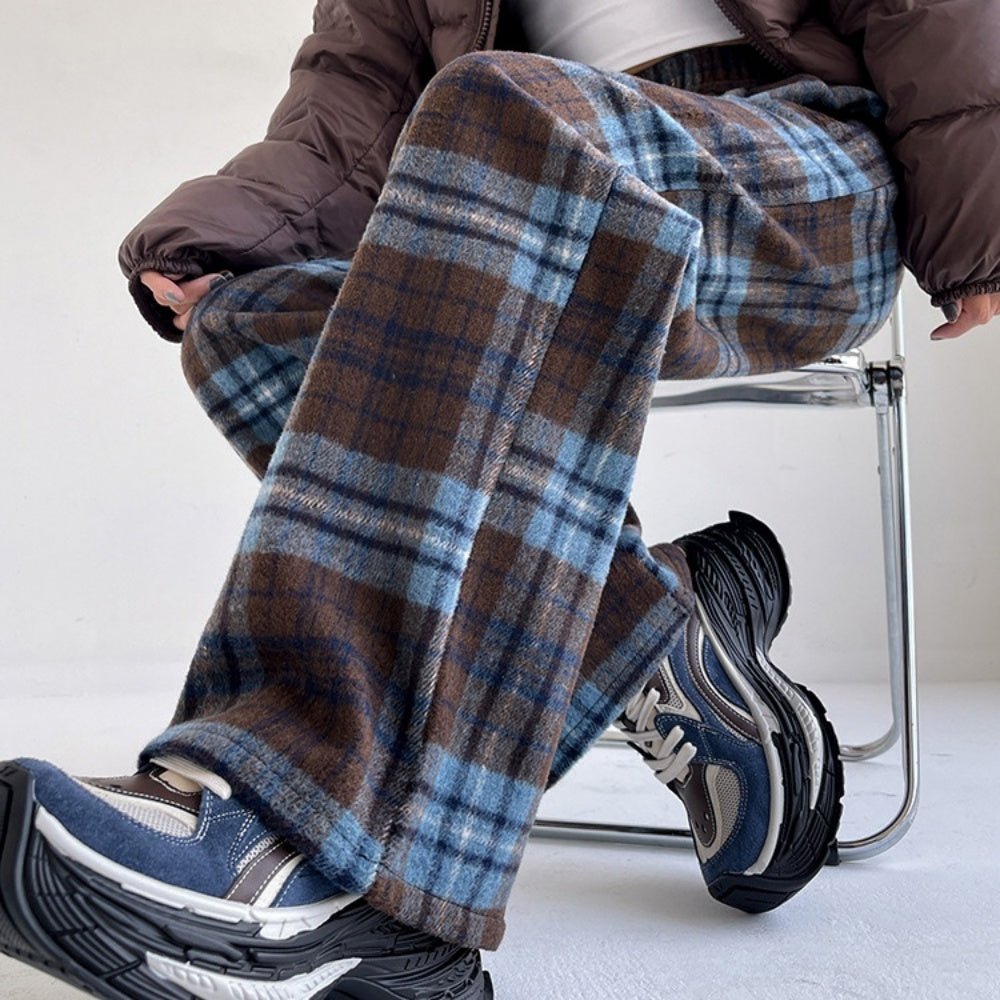 裏ボアチェックストレートパンツ|オフィスカジュアル レディース 通販【ミレジェネ】