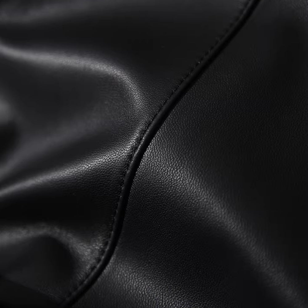 ノーカラーレザージャケット|オフィスカジュアル レディース 通販【ミレジェネ】