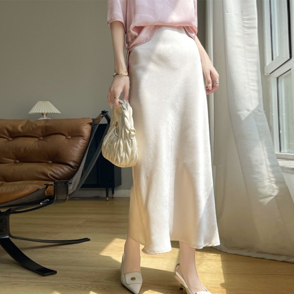 ジャガードサテンスカート|オフィスカジュアル レディース 通販【ミレジェネ】