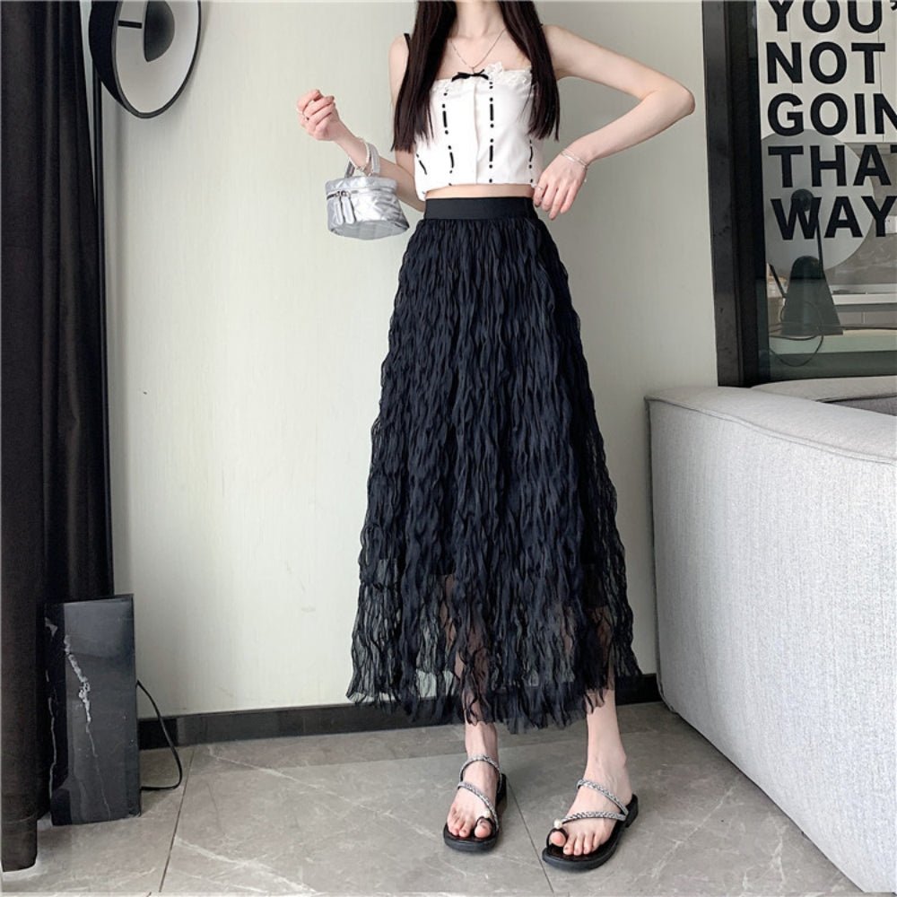 ウェーブプリーツシフォンマキシスカート|オフィスカジュアル レディース 通販【ミレジェネ】