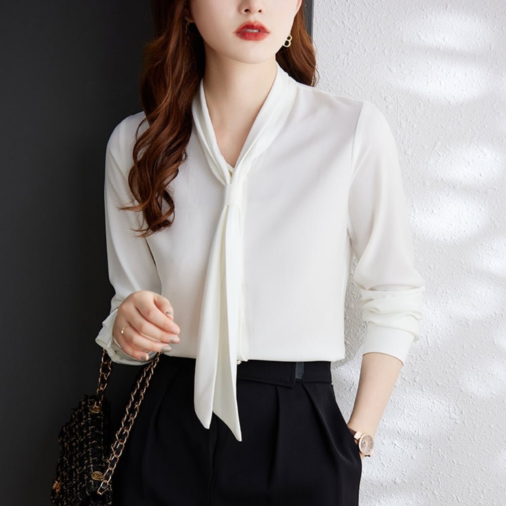 長袖ボウタイブラウス|オフィスカジュアル レディース 通販【ミレジェネ】