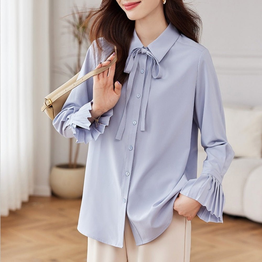 袖フレアリボンブラウス|オフィスカジュアル レディース 通販【ミレジェネ】