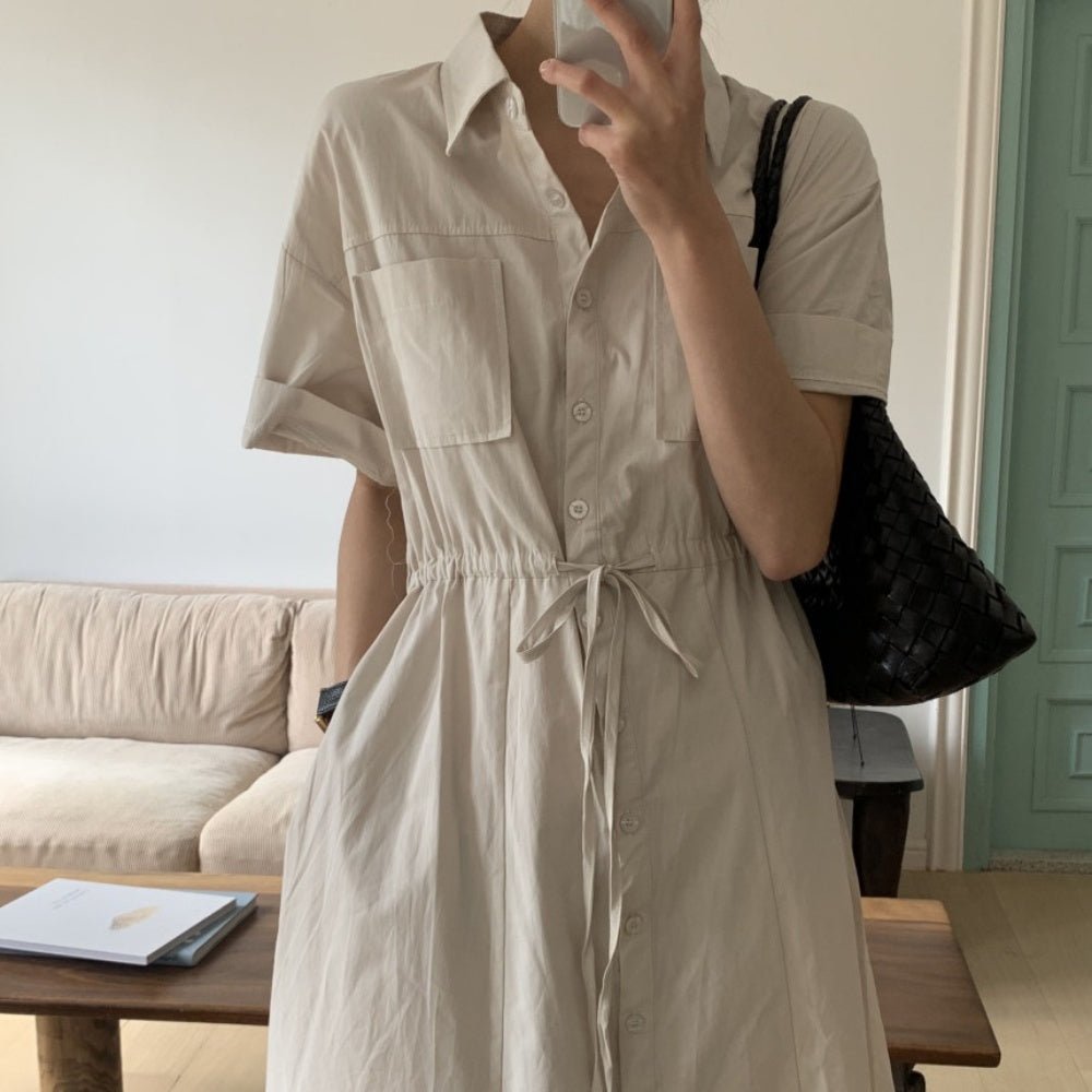 襟付き前ボタン半袖シャツワンピース|オフィスカジュアル レディース 通販 Millennial Generation【ミレジェネ】