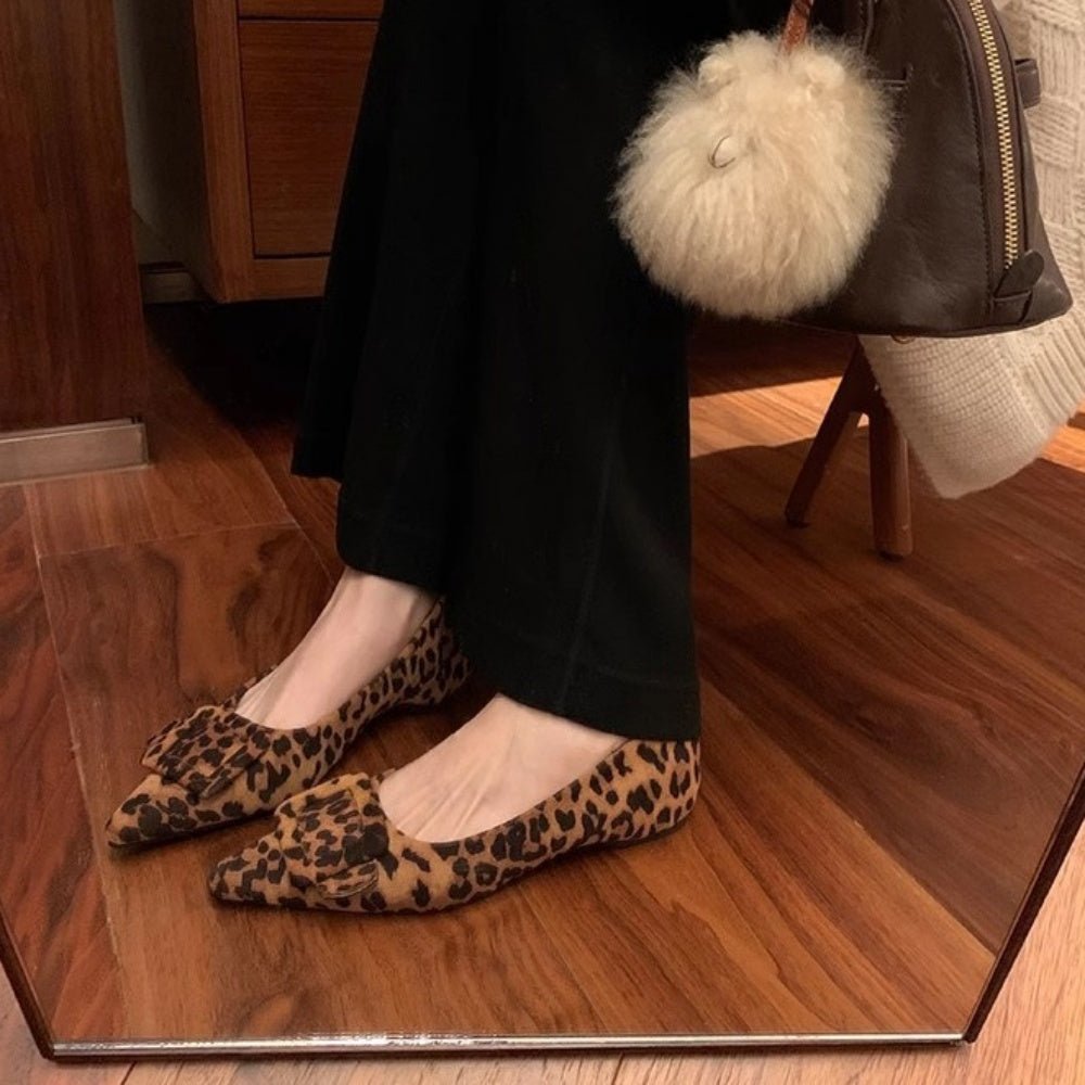 ヒョウ柄スクエアバックルパンプス|オフィスカジュアル レディース 通販【ミレジェネ】