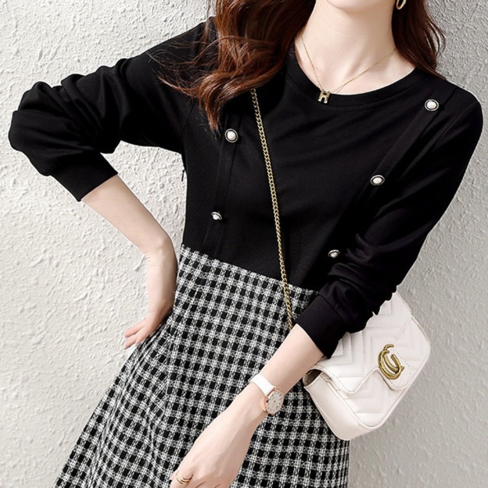 チェック柄ドッキングワンピース|オフィスカジュアル レディース 通販【ミレジェネ】