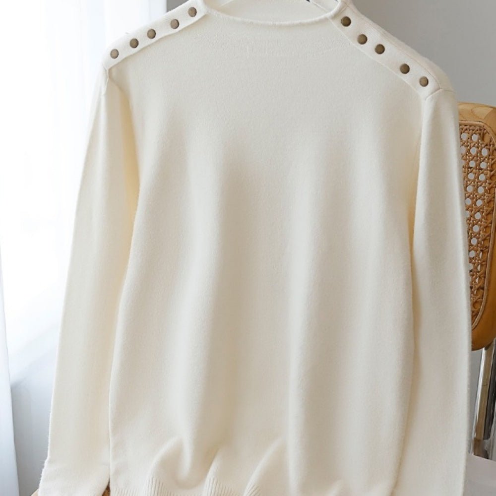 金ボタン付ハイネックセーター|オフィスカジュアル レディース 通販【ミレジェネ】