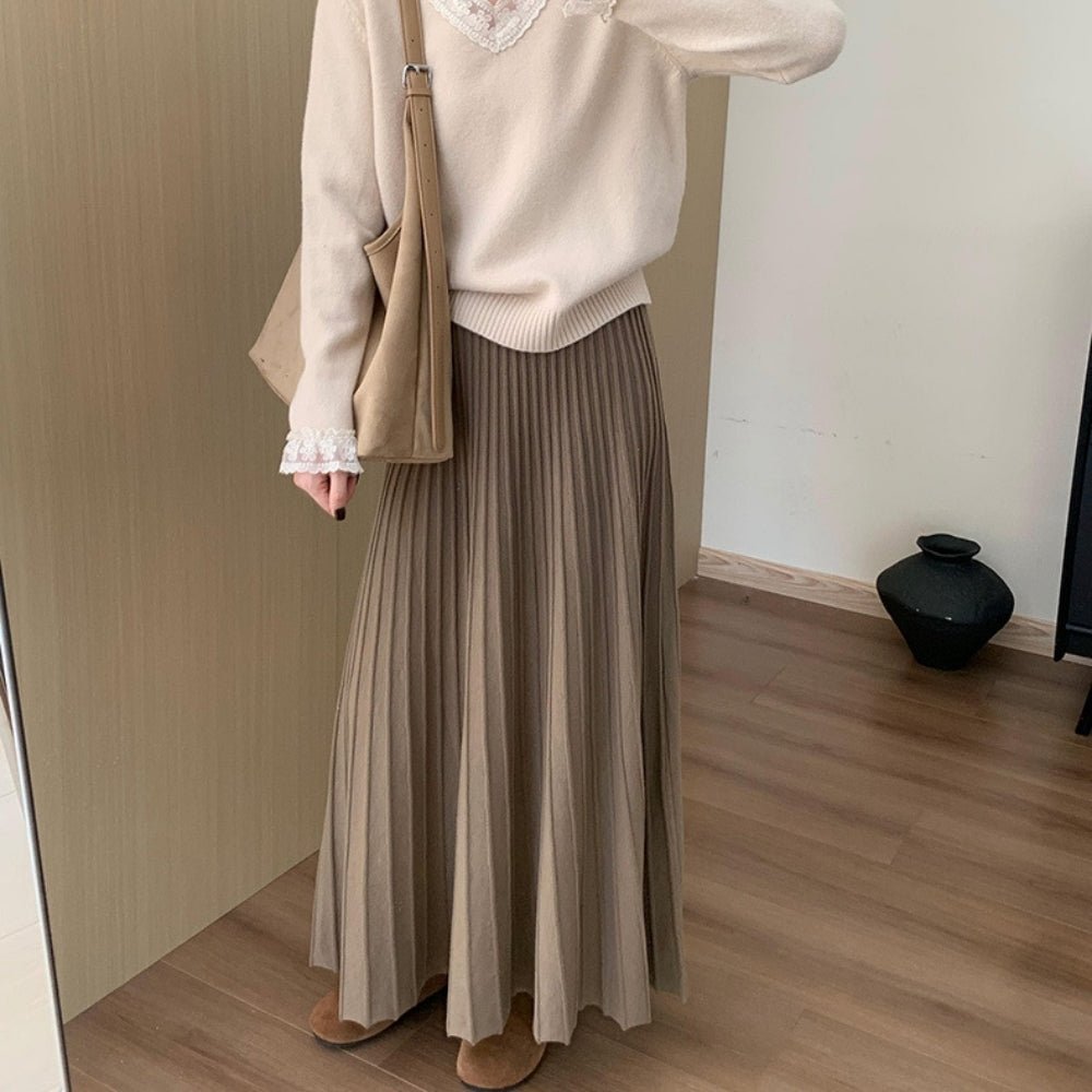 プリーツニットマキシスカート|オフィスカジュアル レディース 通販【ミレジェネ】