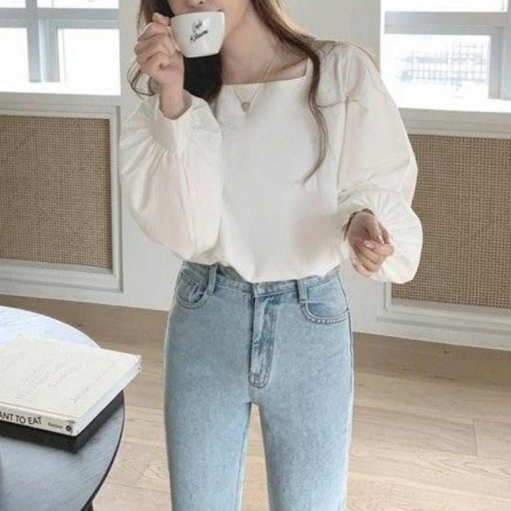 スクエアネックパフスリーブブラウス|オフィスカジュアル レディース 通販 Millennial Generation【ミレジェネ】