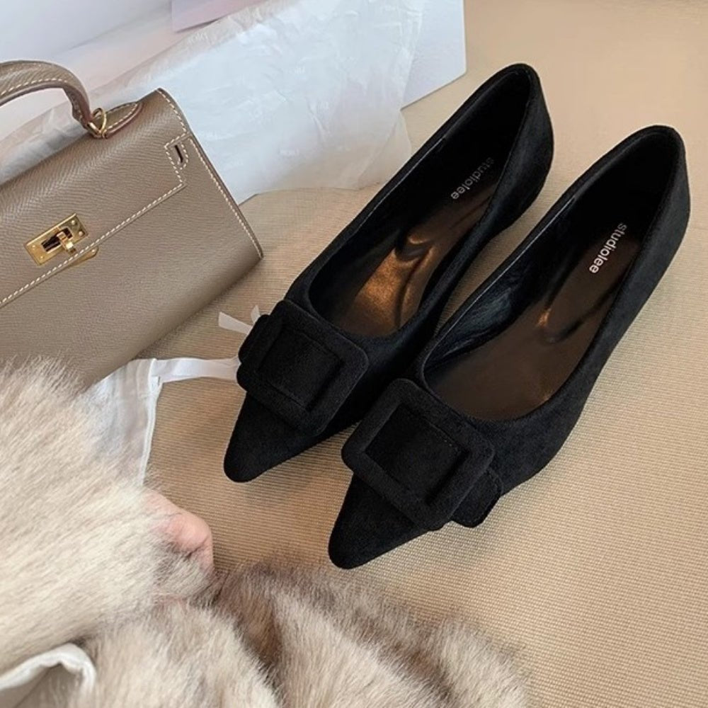 ヒョウ柄スクエアバックルパンプス|オフィスカジュアル レディース 通販【ミレジェネ】