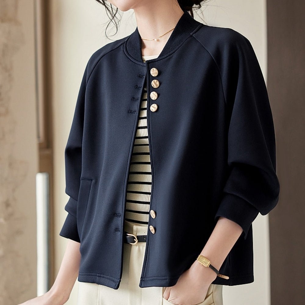 スタンドカラーラグランスリーブジャケット|オフィスカジュアル レディース 通販【ミレジェネ】