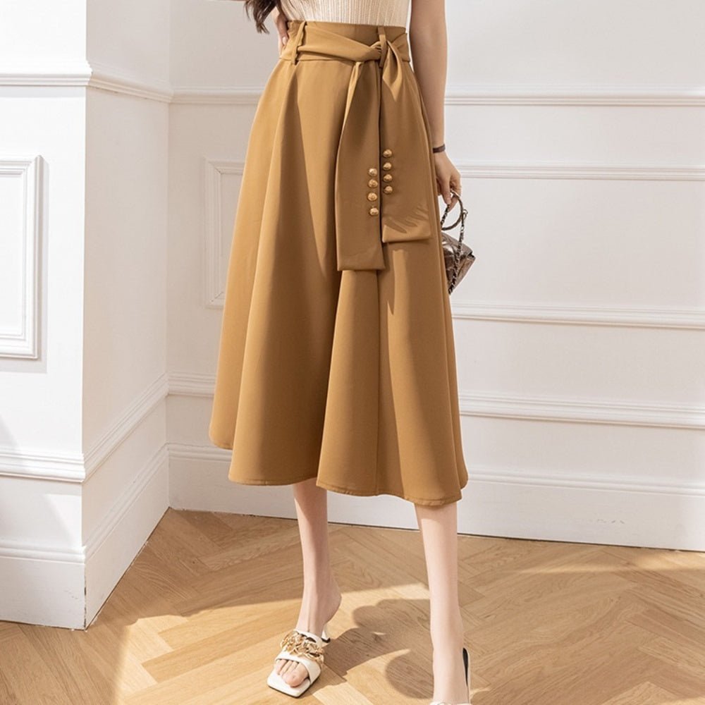 ウエストリボンフレアスカート|オフィスカジュアル レディース 通販【ミレジェネ】