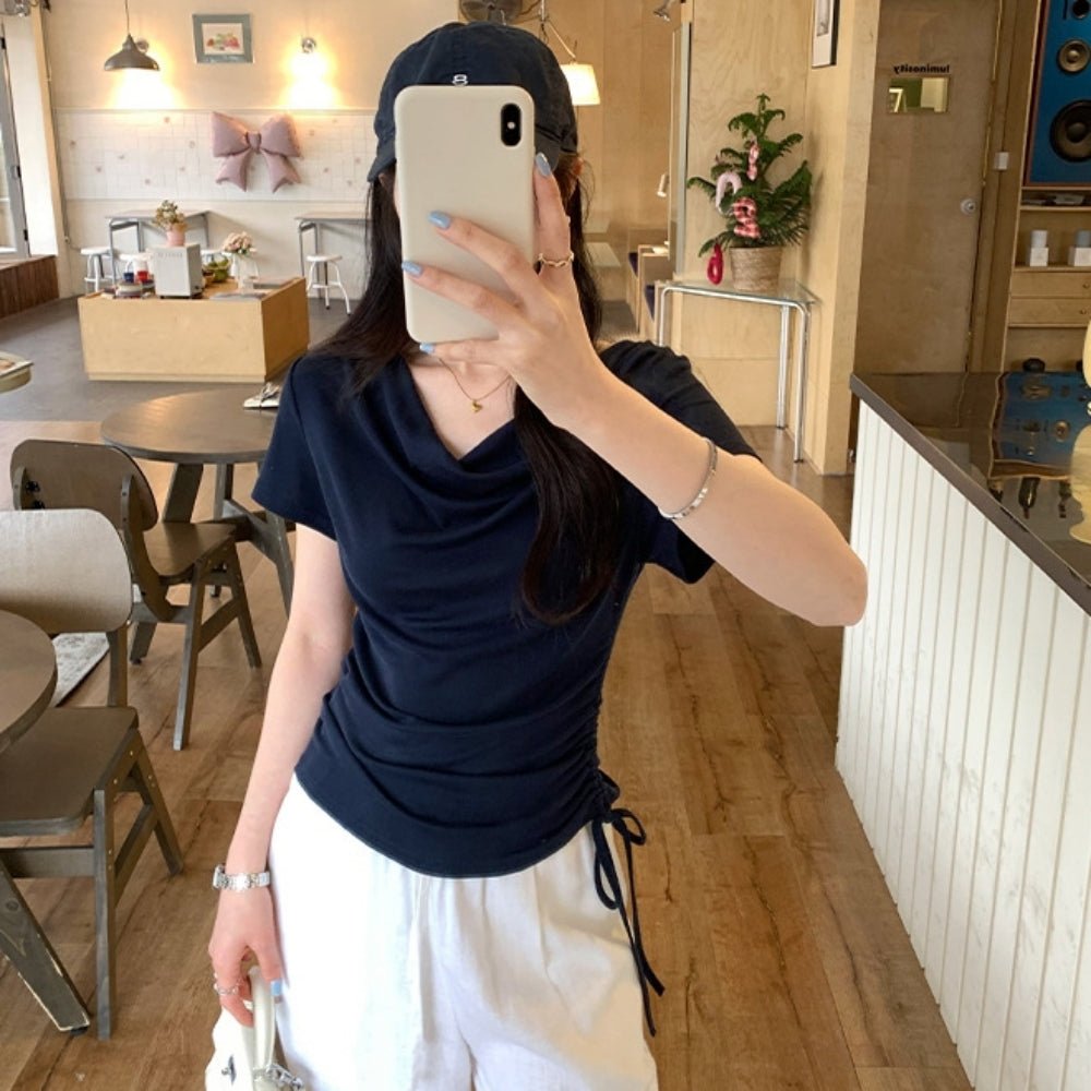 ドレープネックサイドドロストTシャツ|オフィスカジュアル レディース 通販【ミレジェネ】