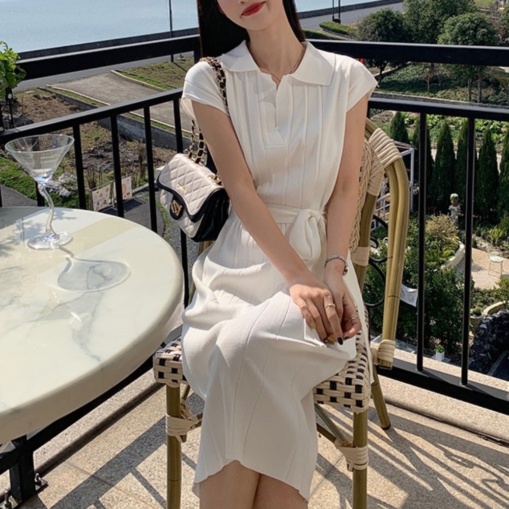 キーネックウエストリボンワンピース|オフィスカジュアル レディース 通販【ミレジェネ】