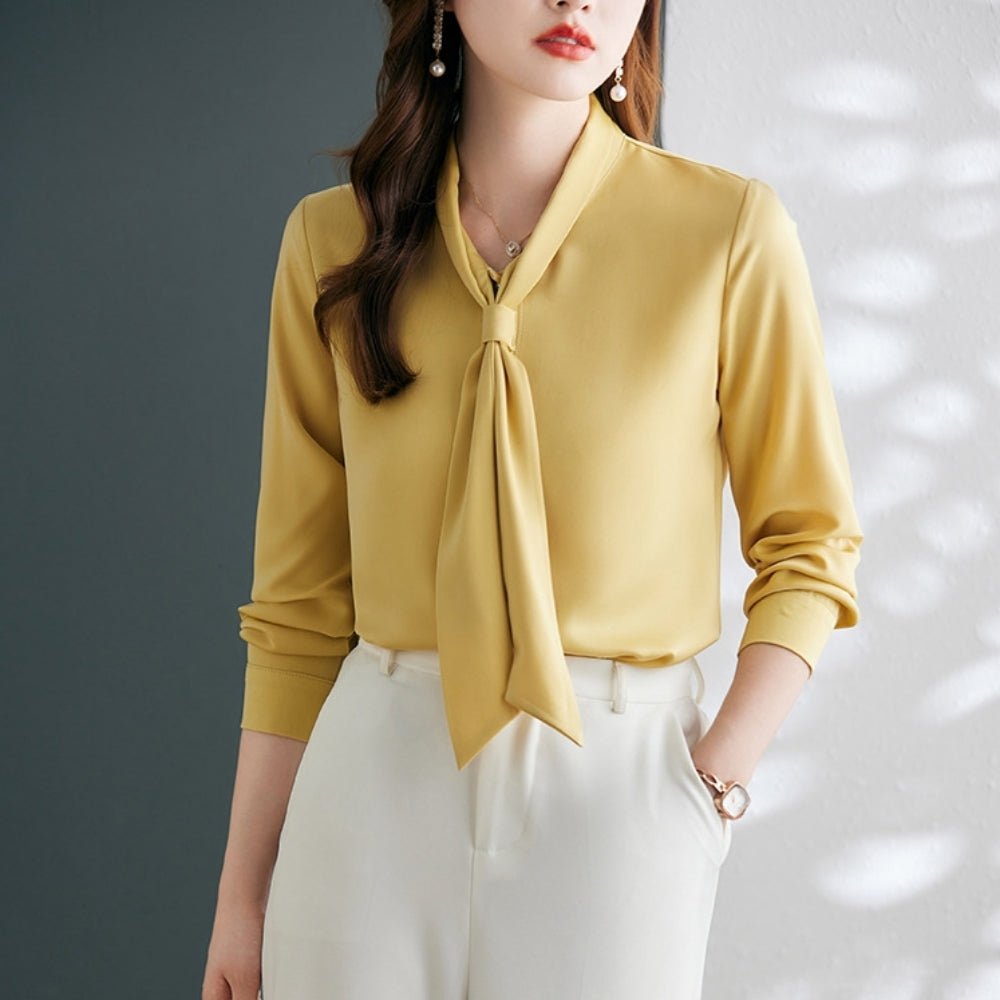 長袖ボウタイブラウス|オフィスカジュアル レディース 通販【ミレジェネ】