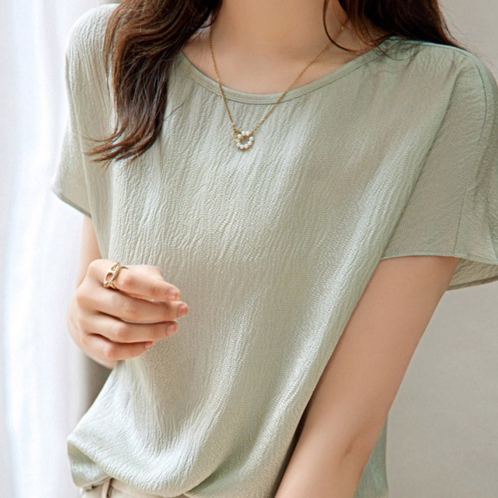 シャーリング風半袖プルオーバー|オフィスカジュアル レディース 通販【ミレジェネ】