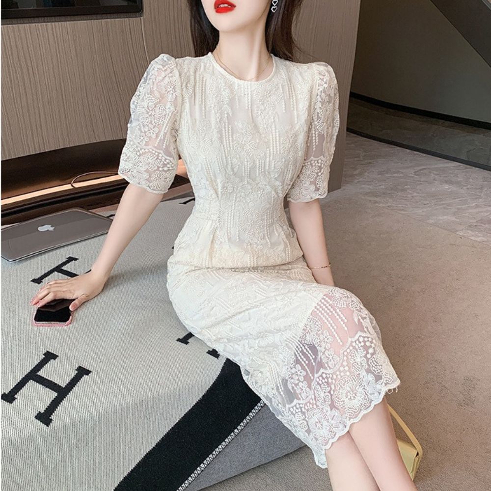 総レースロングワンピース|オフィスカジュアル レディース 通販【ミレジェネ】