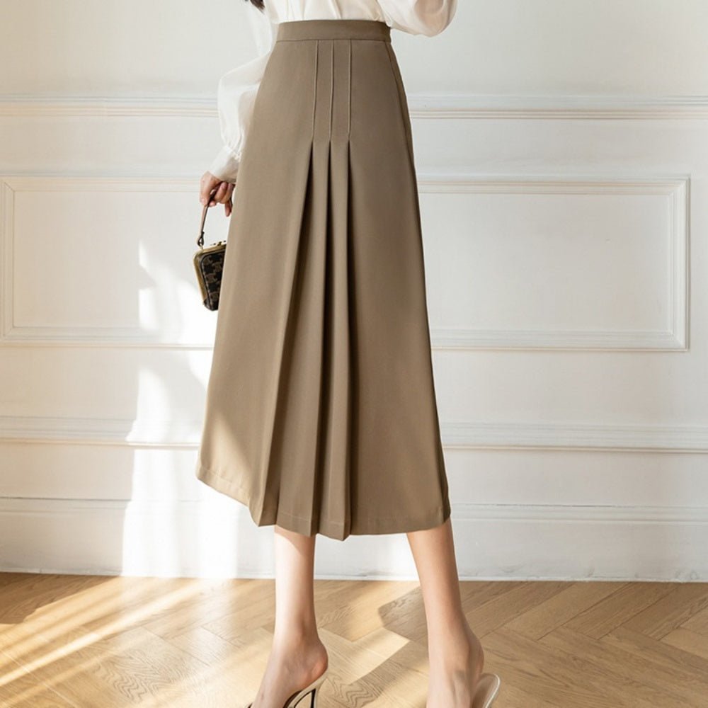 プリーツラインロングスカート|オフィスカジュアル レディース 通販【ミレジェネ】
