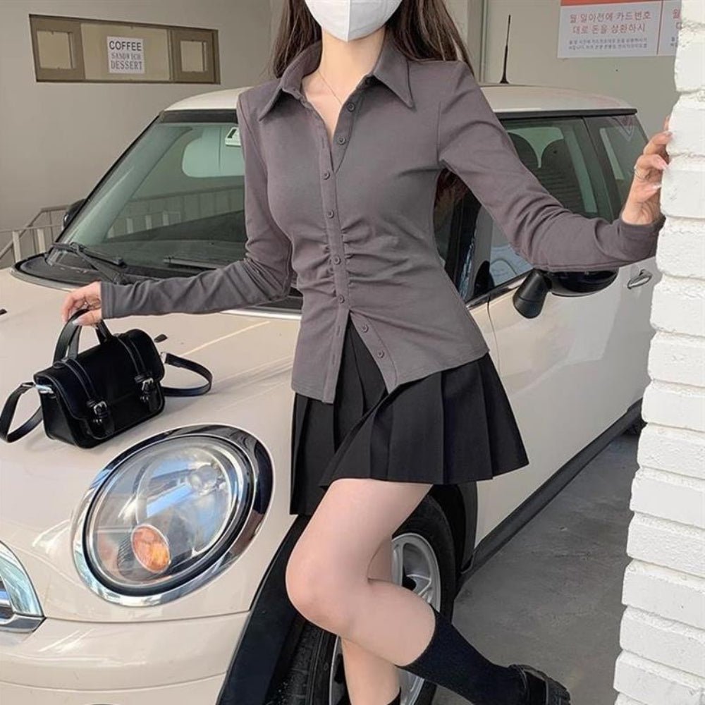 フロントギャザーシャツブラウス|オフィスカジュアル レディース 通販【ミレジェネ】