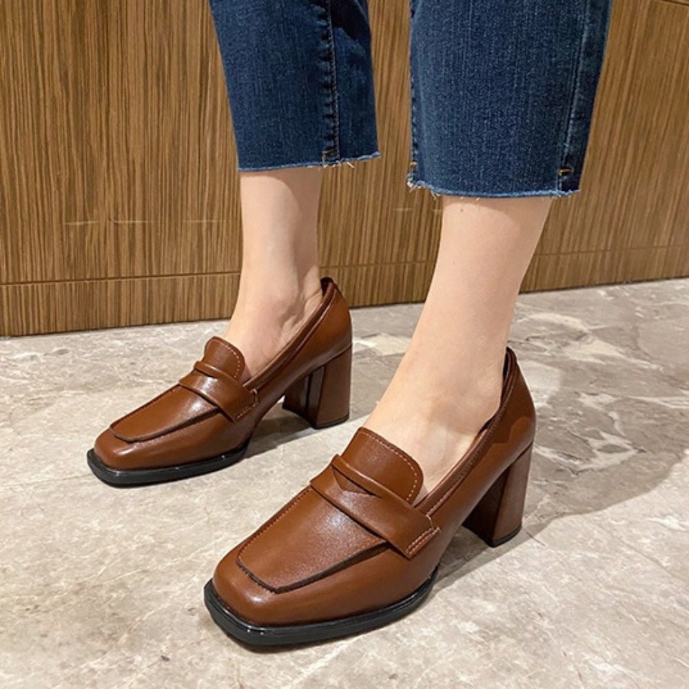 スクエアトゥヒールローファー|オフィスカジュアル レディース 通販 Millennial Generation【ミレジェネ】