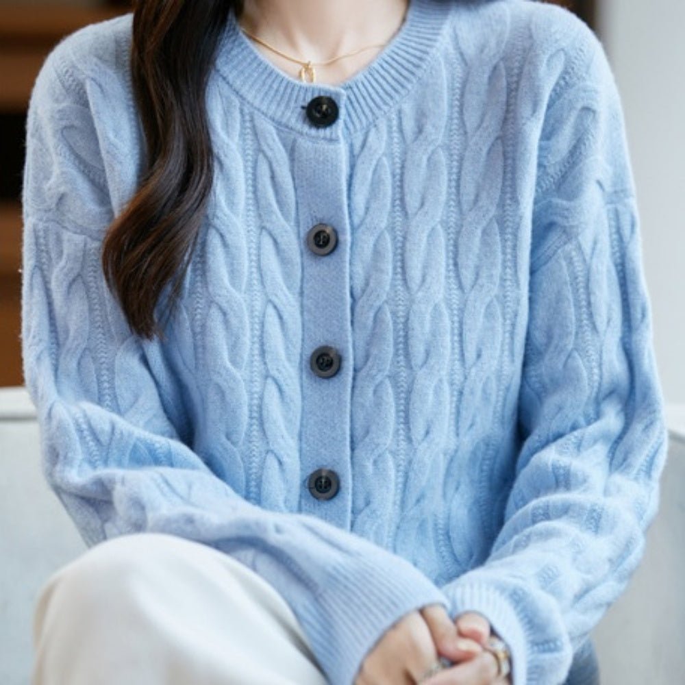 ウールケーブルニットカーディガン|オフィスカジュアル レディース 通販【ミレジェネ】